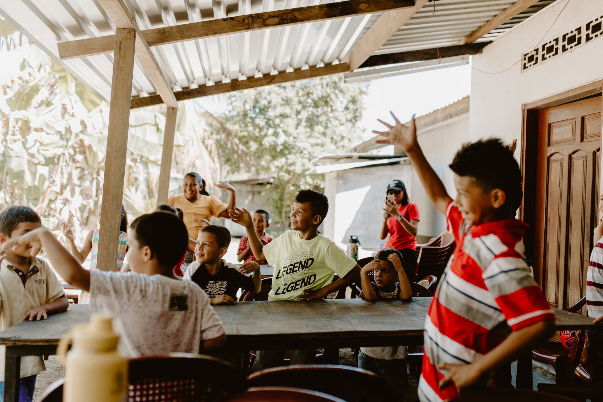 Honduran children laughing during kids club