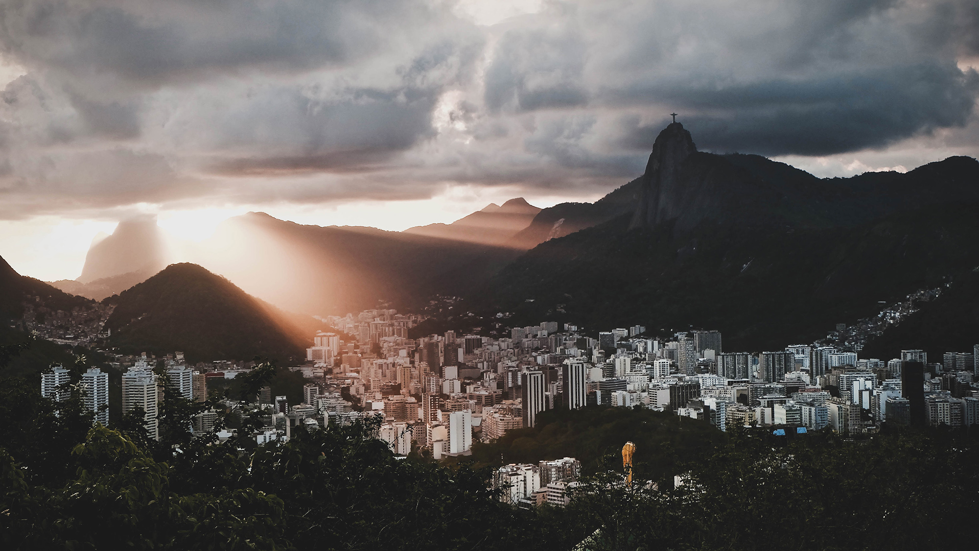 Sunset over Rio de Janeiro with Christ the Redeemer