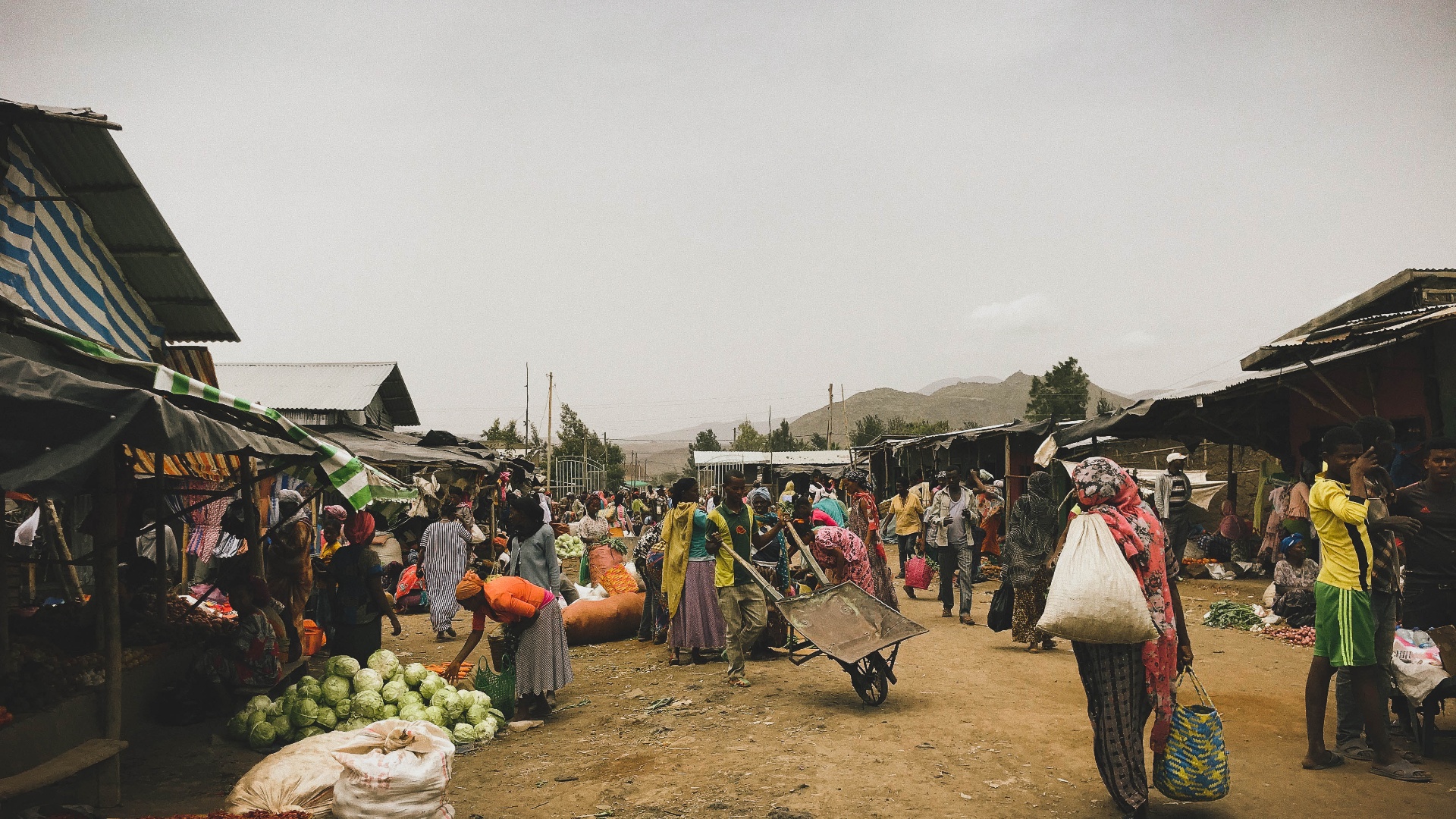 Busy open-air market in highland Ethiopia